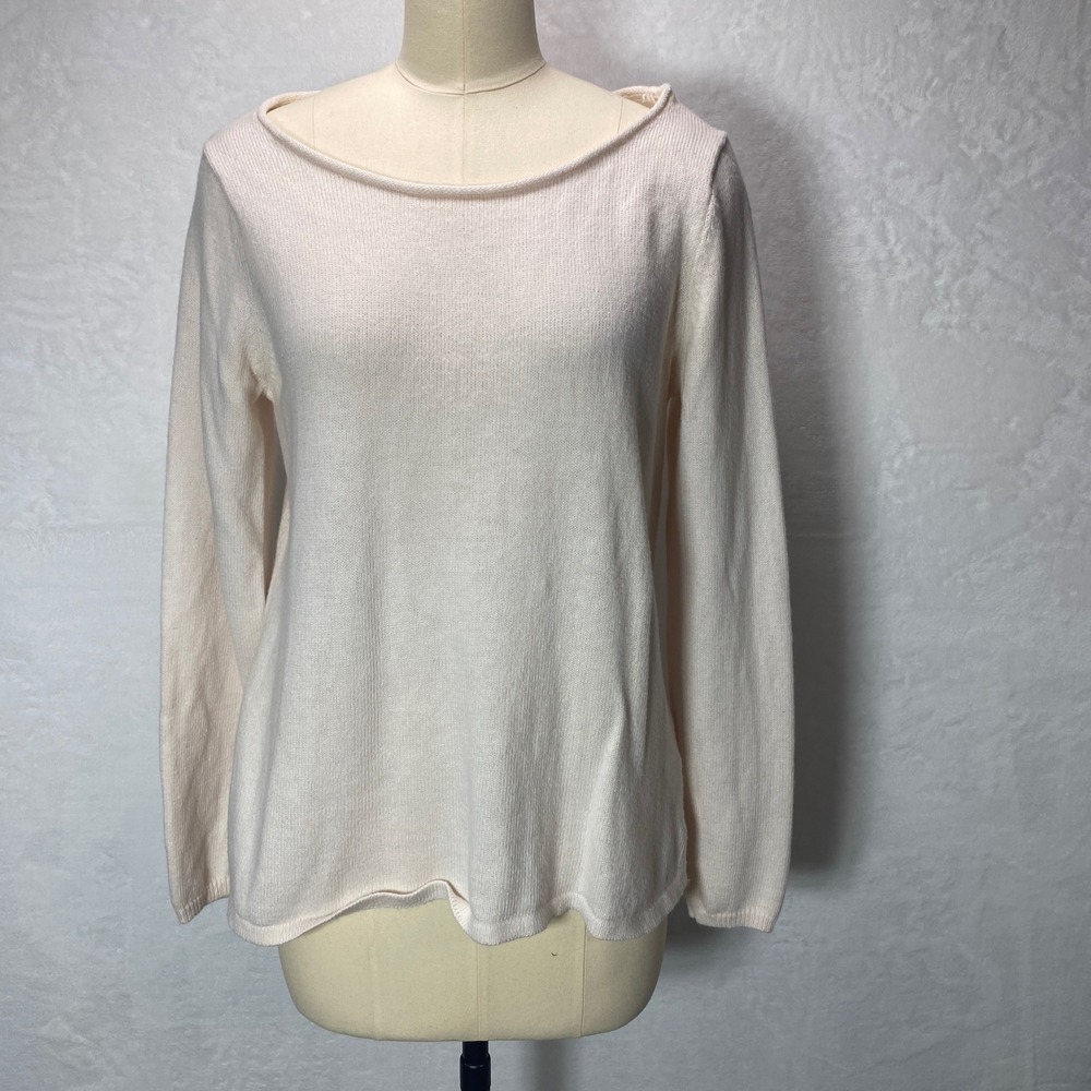 Old Navy‎ Womens Cream Knit L Sweater Crew Neck Long Sleeve Boho Pullover